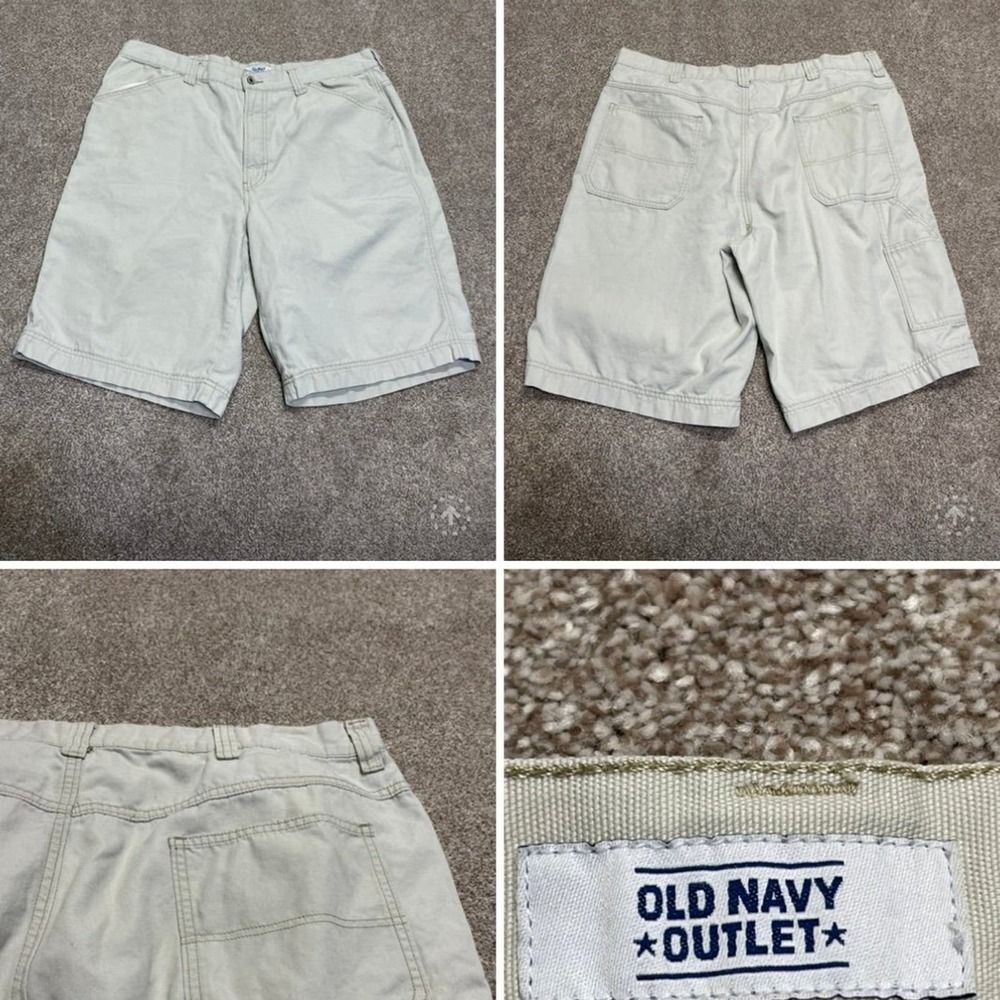 Vintage Old Navy Cargo Paratrooper Shorts Waist 38 Cream Beige Gorpcore